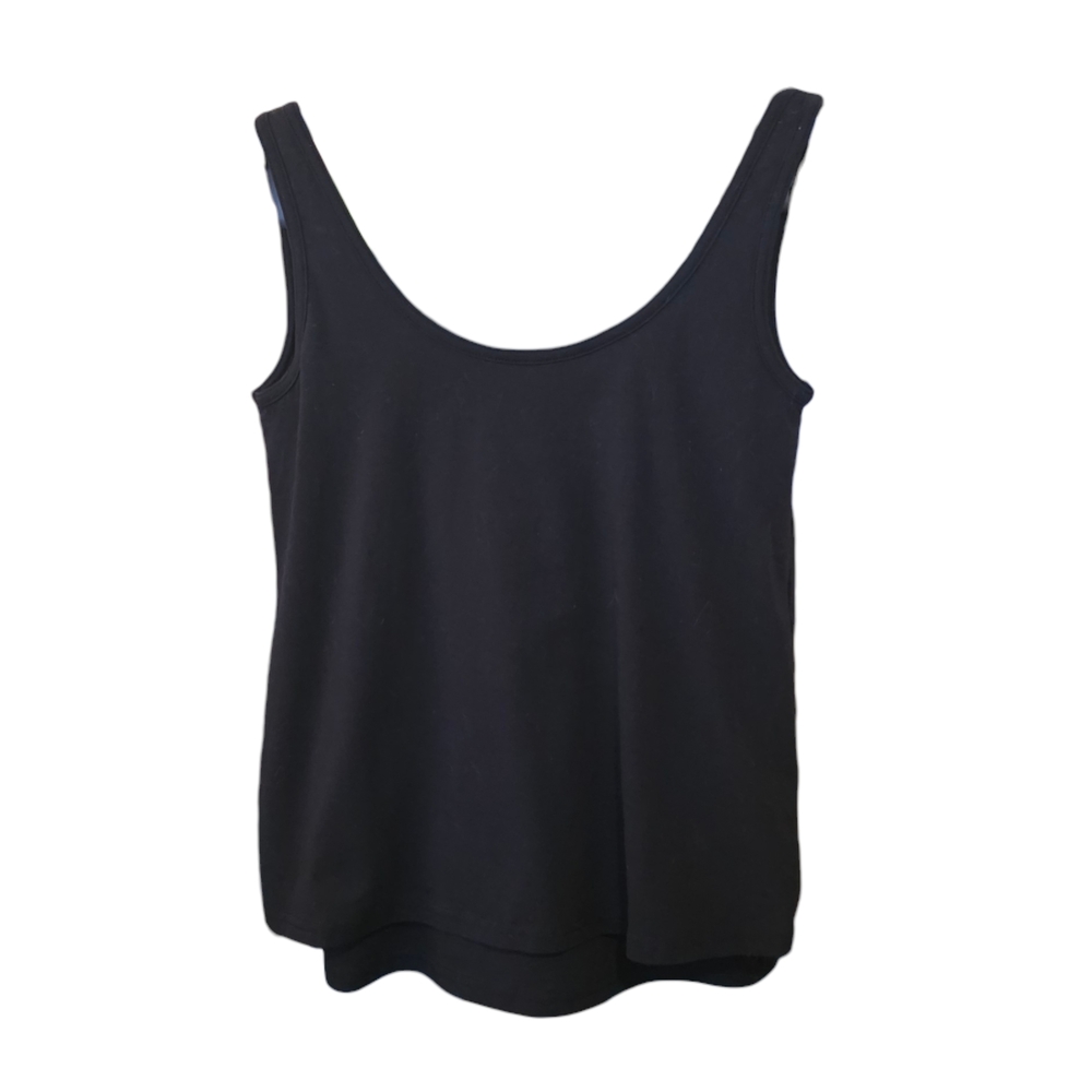Pact Women's Classic Layered Black Tank Top Blouse Size Small